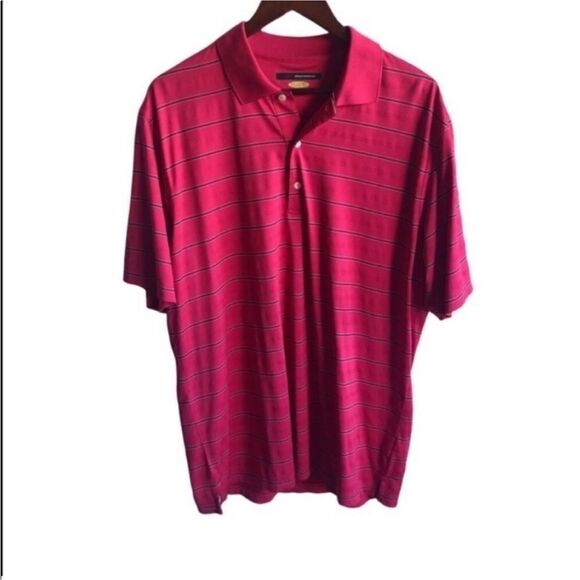Men's Greg Norman Pink Striped Polo Shirt - Picture 1 of 7